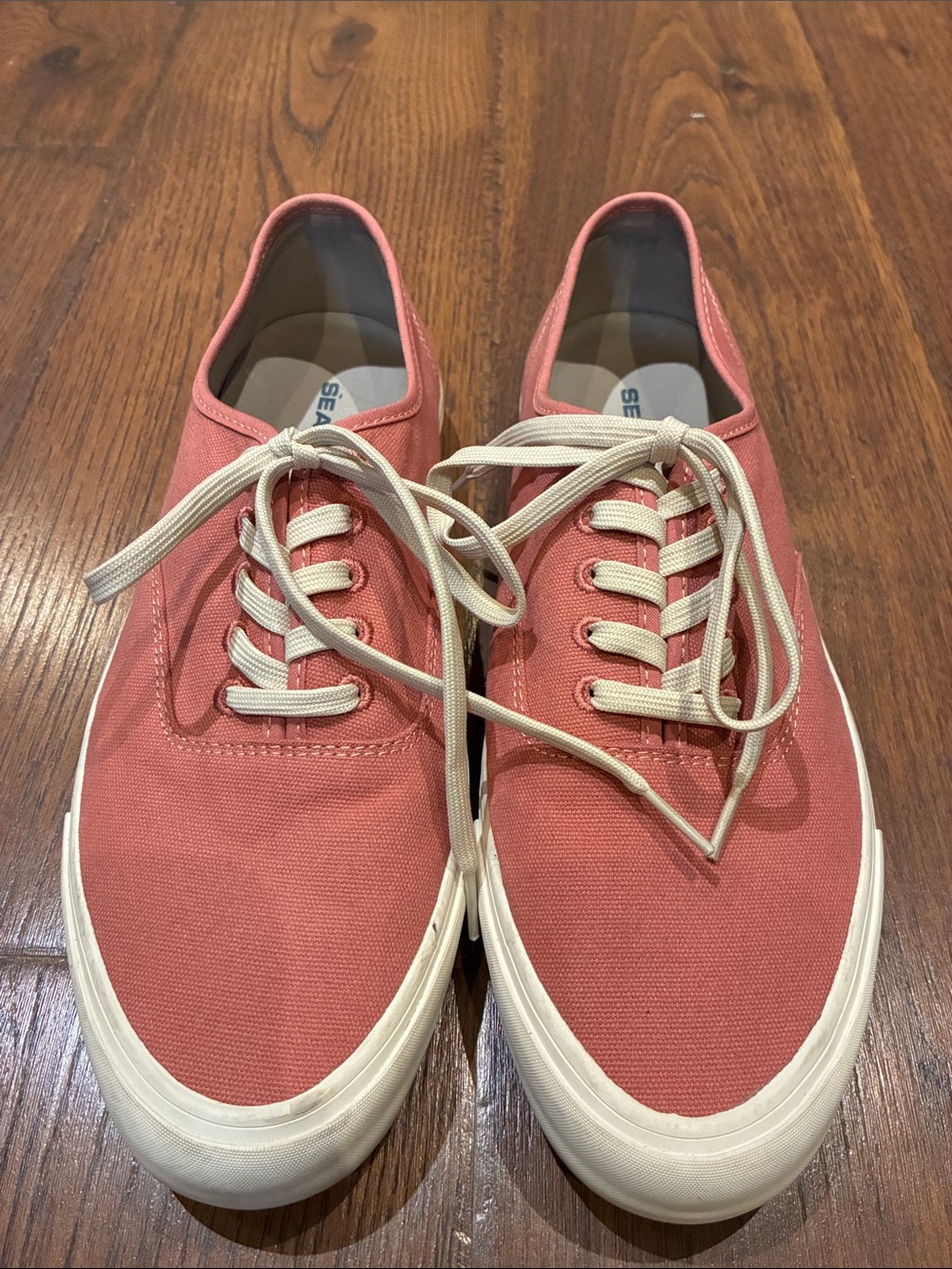 SeaVees Men’s Coral Canvas Sneakers with Cream Laces
